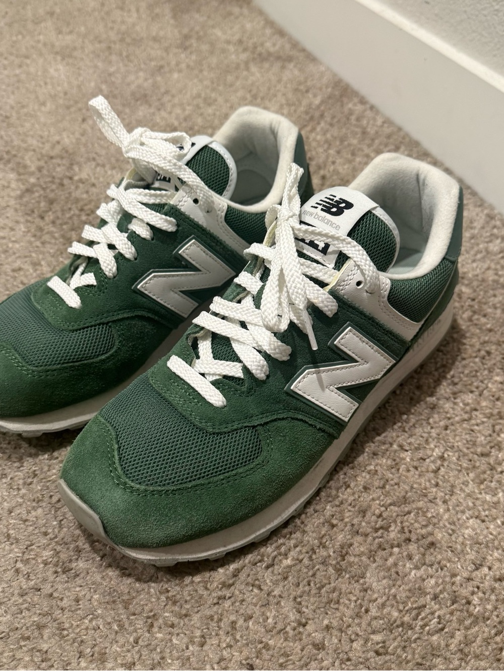 New Balance 574 Men's Classic Green & White Running Shoes